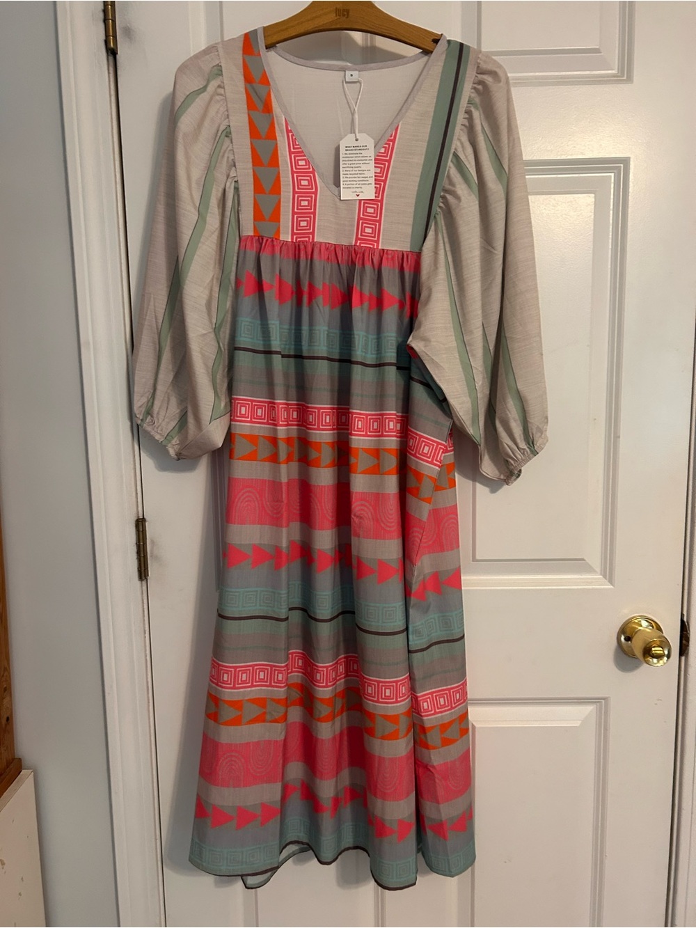 Ladies Pink & Gray Patterned Maxi Dress - Brand Made with love